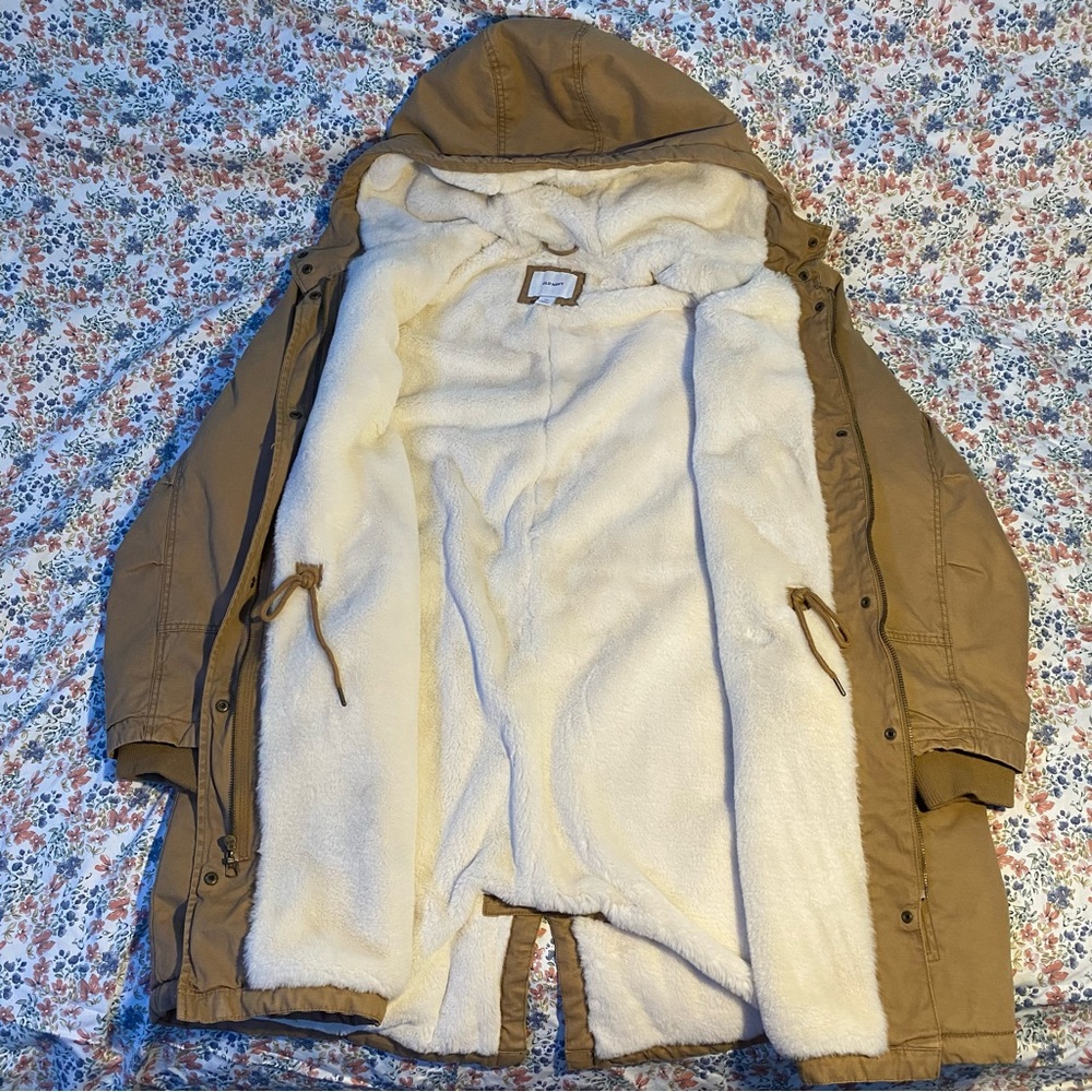 Old Navy Brown Utility Jacket with Cream Lining